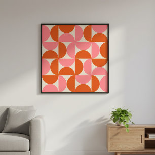 Affiche Motif géométrique moderne du milieu du siècle rose