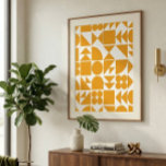 Affiche Motif géométrique moderne jaune élégant<br><div class="desc">Cette illustration de motif géométrique contemporain amusant présente des formes modernes dans une teinte jaune soleil lumineuse et heureuse.</div>