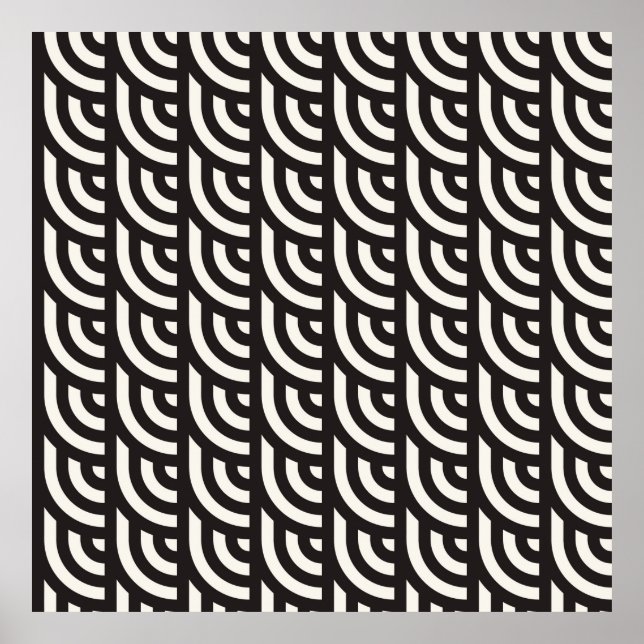 Affiche Motif géométrique monochrome sans couture. Abstrai (Devant)
