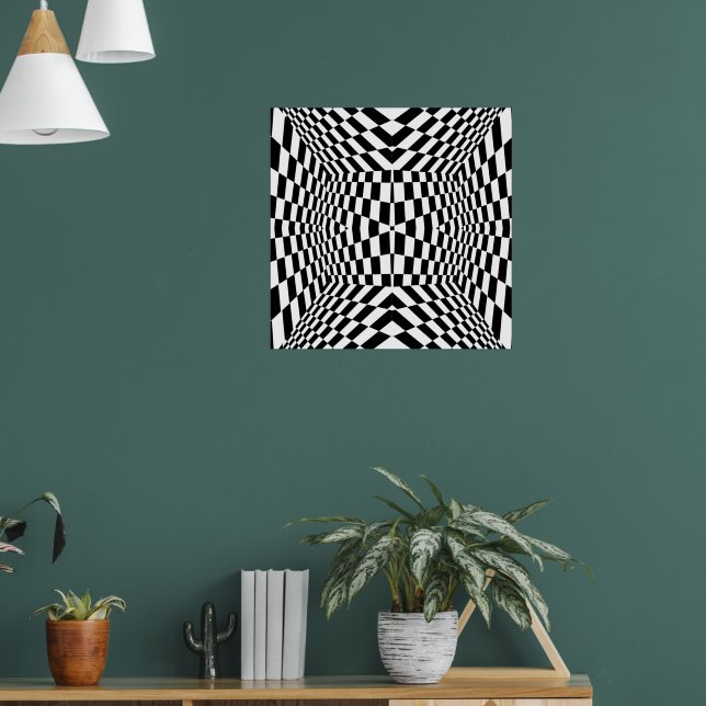 Affiche Motif géométrique noir et blanc (Salon 1)