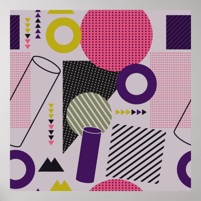 Affiche Motif géométrique plat tendance, style, abstrait (Devant)