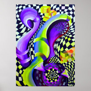 Affiche motif géométrique rétro des années 80