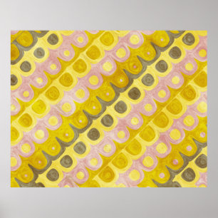 Affiche Motif géométrique rétro en jaune et rose