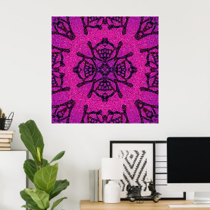 Affiche Motif géométrique rose et violet intense