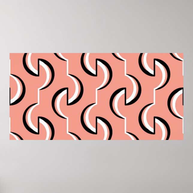 Affiche Motif géométrique sans couture avec lignes ondulée (Devant)