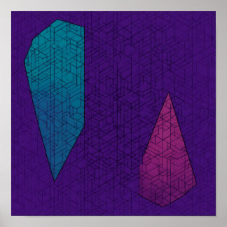 Affiche Motif géométrique sarcelle et magenta sans couture