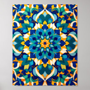 Affiche Motif géométrique traditionnel de carreaux de Zill
