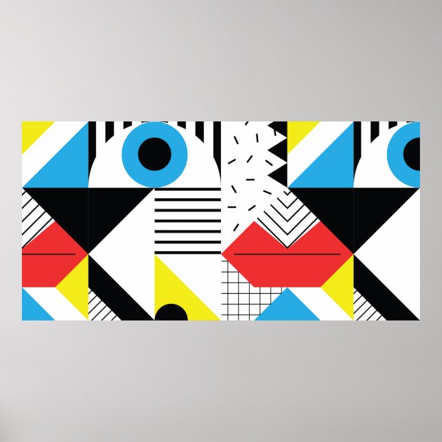 Affiche Motif géométrique transparent avec formes abstrait (Devant)