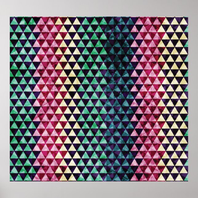 Affiche Motif géométrique triangle vintage sans couture (Devant)