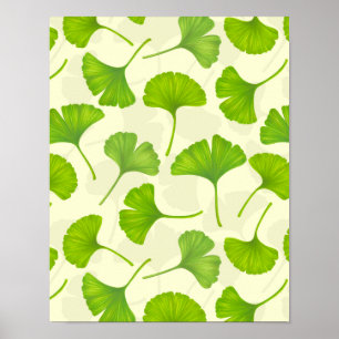 Affiche Motif Ginkgo sur blanc