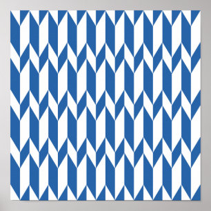 Affiche Motif graphique Abstrait blanc et bleu marine.