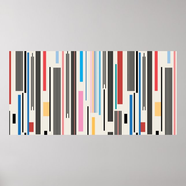 Affiche motif graphique coloré de différentes bandes (Devant)