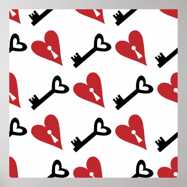 Affiche Motif graphique élégant et transparent avec coeurs (Devant)