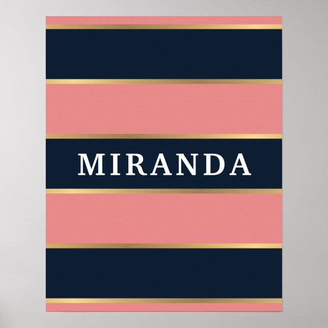 Affiche Motif Gras Rose Bleu Gold (Devant)