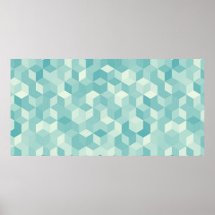 Affiche Motif Hexagonal bleu clair transparent