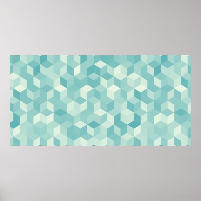 Affiche Motif Hexagonal bleu clair transparent (Devant)