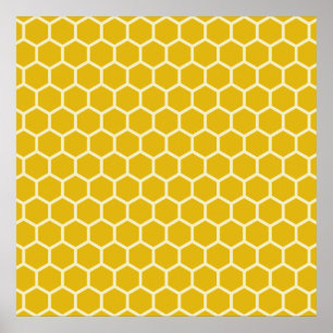 Affiche Motif hexagonal de l'abeille jaune