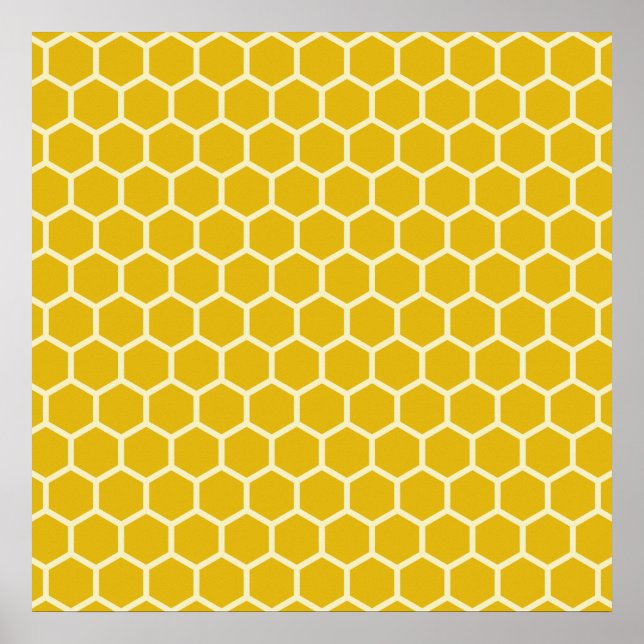 Affiche Motif hexagonal de l'abeille jaune (Devant)