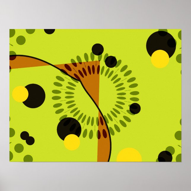 Affiche Motif Hip Green et Black Geometry Circles (Devant)