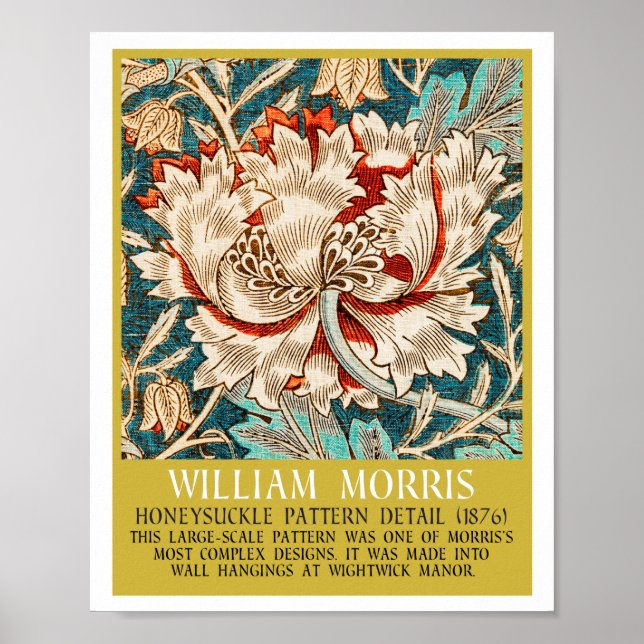 Affiche Motif Honeysuckle - Design de William Morris (Devant)