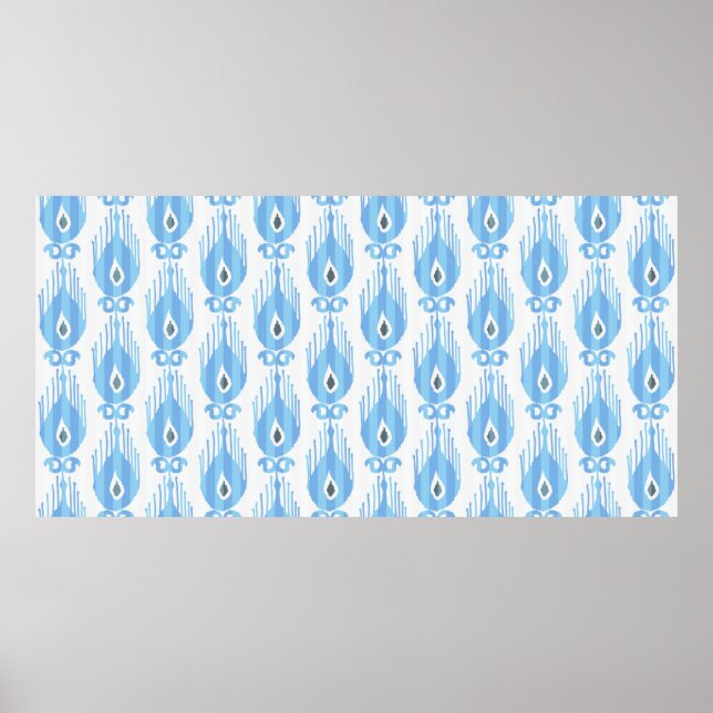 Affiche Motif Ikat en bleu et blanc (Devant)