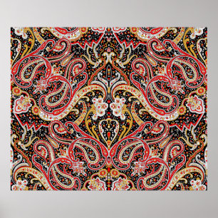 Affiche motif indien traditionnel paisley
