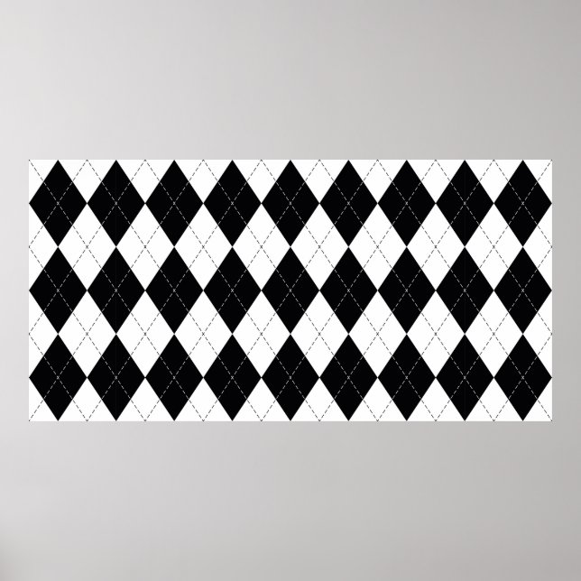 Affiche motif Jacquard sans couture en noir et blanc. Géom (Devant)
