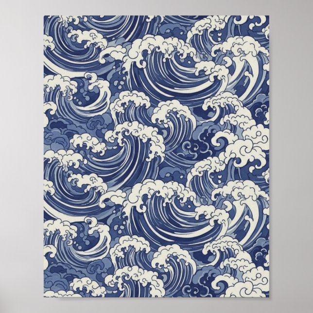 Affiche Motif japonais Wave - Art Océan Imprimer (Devant)