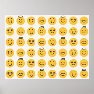 Affiche Motif libre main heureux émoji sans couture. e pos
