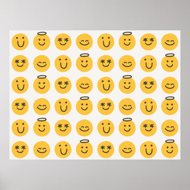 Affiche Motif libre main heureux émoji sans couture. e pos (Devant)