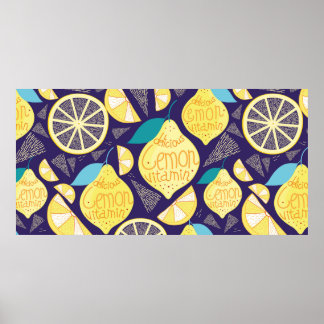 Affiche Motif lumineux de citrons et de clous de girofle s