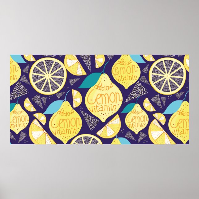 Affiche Motif lumineux de citrons et de clous de girofle s (Devant)