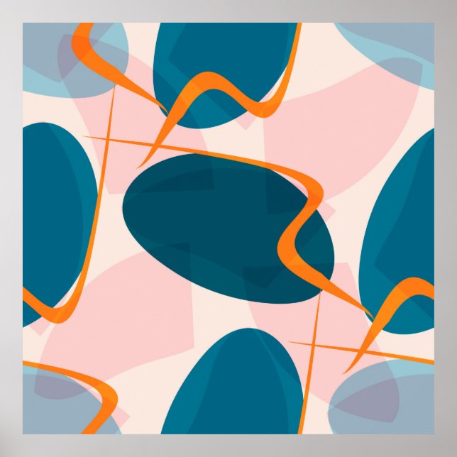 Affiche Motif lumineux sans couture de formes abstraites e (Devant)