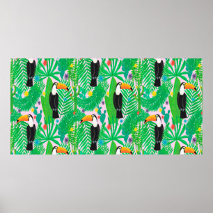 Affiche Motif lumineux tropical transparent dessiné à la m