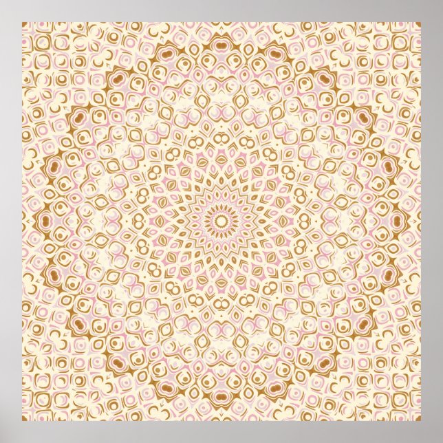 Affiche Motif Mandala Rose Doré Chaud (Devant)