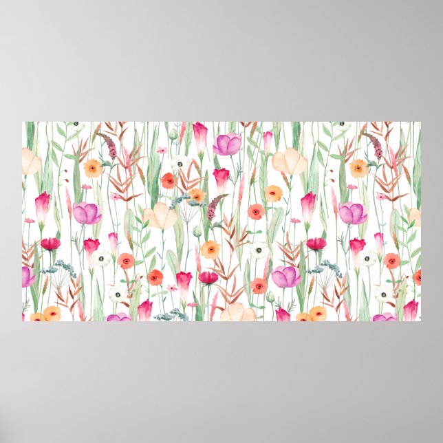 Affiche Motif mignon sans soudure avec différentes fleurs  (Devant)