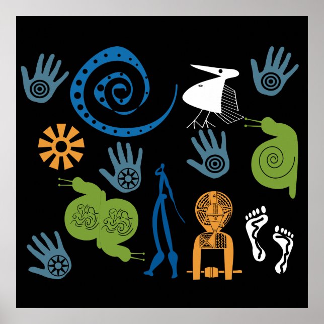 Affiche motif moderne abstrait africain (Devant)