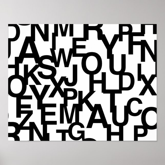 Affiche Motif moderne, abstrait, désordonné avec des lettr (Devant)
