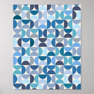 Affiche Motif moderne du milieu du siècle bleu