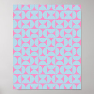 Affiche Motif moderne du milieu du siècle rose et bleu