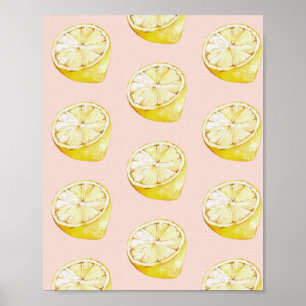 Affiche Motif moderne Pastel rose et citron jaune