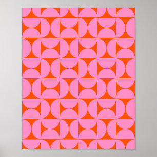 Affiche Motif moderne rose Et orange Du Milieu Du Siècle