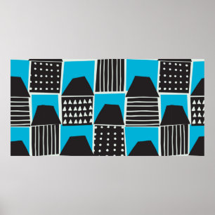 Affiche Motif moderne sans couture avec maisons en noir et