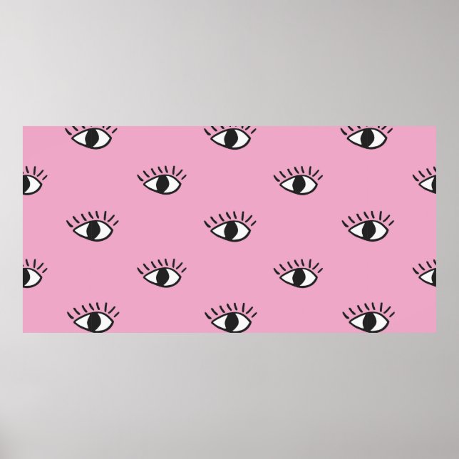 Affiche Motif moderne sans soudure avec yeux dessinés à la (Devant)