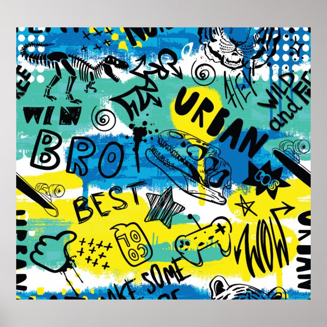 Affiche Motif Monster Hand Drawn Kids (Devant)