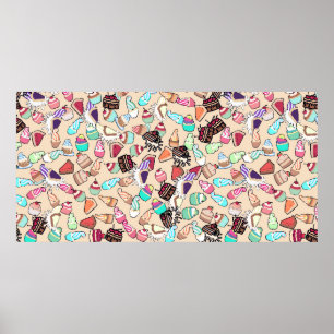 Affiche Motif motif de caniche sans couture. Poignée b