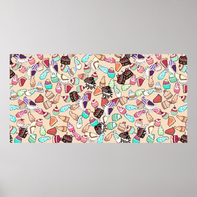 Affiche Motif motif de caniche sans couture. Poignée b (Devant)