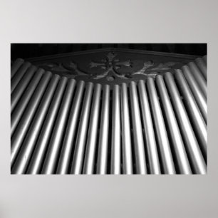 Affiche Motif musical d'orgue à tuyaux noir et blanc gothi