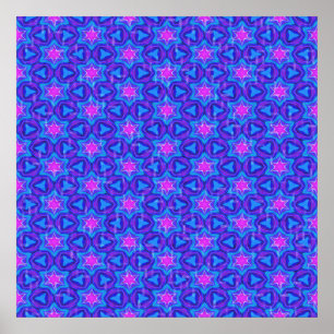 Affiche Motif ornemental en rose vif et bleu vif