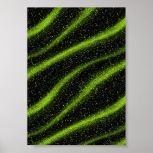 Affiche Motif Pailleté Vert Néon Clair Électrique Noir